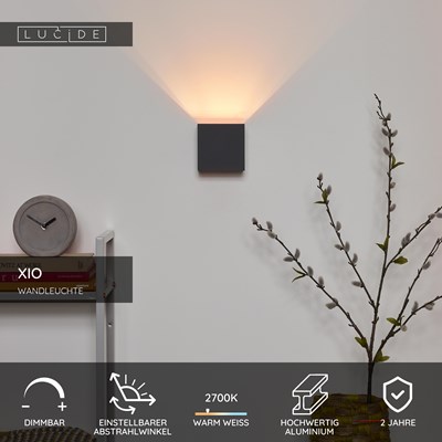 Lucide XIO - Wandleuchte - LED Dim. - G9 - 1x4W 2700K - Einstellbarer Abstrahlwinkel - Grau